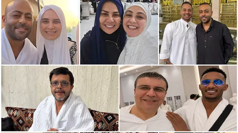 السداد | 20 صورة لنجوم الفن بملابس الإحرام أثناء أداء مناسك الحج 