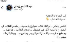 السداد | "إطعام كلاب الشوارع غير مقبول".. عبدالناصر زيدان يرد على منشور سمية الخشاب