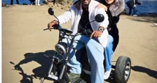 السداد | محمد سامي ومي عمر يقودان دراجة بخارية.. والجمهور يعلق - صورة