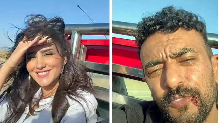 السداد | أحمد العوضي ينشر فيديو يجمعه بـ مي عمر من كواليس فيلم شمشون ودليلة