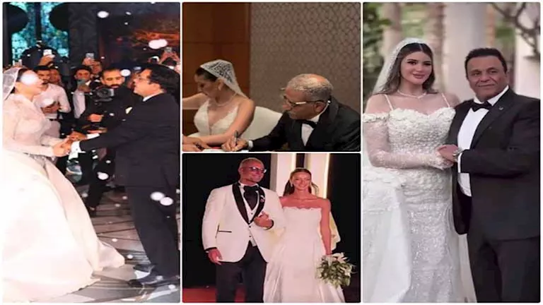 السداد | ابنة تامر هجرس ونجل سيد رجب.. 25 صورة من حفلات زفاف أبناء النجوم