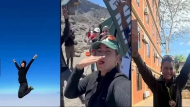 أسماء جلال تحتفل بزغرودة بعد صعودها أعلى قمة جبل في إفريقيا