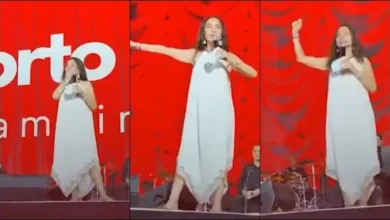 بسمة وهبة تخلع حذاءها على مسرح حفل شيرين عبد الوهاب في الساحل الشمالي