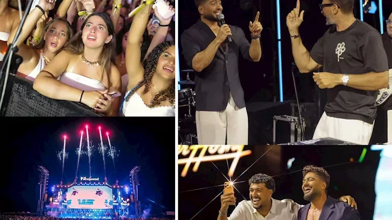 تامر حسني يشارك صور حفل رأس الحكمة بحضور ابنه آدم وابنته تاليا