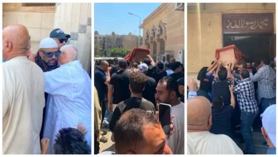 تشييع جنازة والدة المطرب حجازي متقال من مسجد الحجاز بالهرم