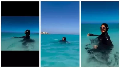 حلا شيحة تظهر في فيديو جديد وهي تسبح بالبوركيني خلال عطلتها الصيفية