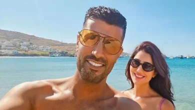 صبا مبارك تتألق بفستان أحمر جريء في أحدث جلسة تصوير لها