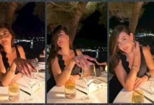 ياسمين صبري تتألق بفستان أسود أنيق خلال ظهورها في مطعم مطل على البحر