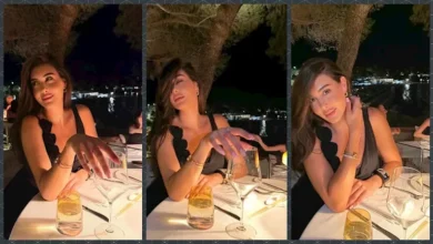 ياسمين صبري تتألق بفستان أسود أنيق خلال ظهورها في مطعم مطل على البحر