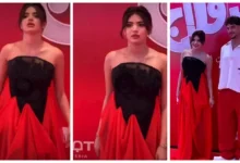 سوزي الأردنية تتألق مع خطيبها مونلي في العرض الخاص لفيلم "ريد فلاج"