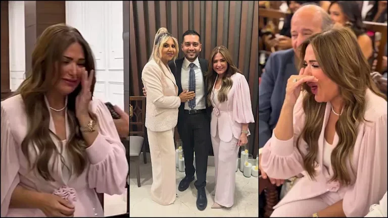 صابرين تبكي فرحًا في عقد قران نجلها نور بحضور والدتها وعدد من الأصدقاء