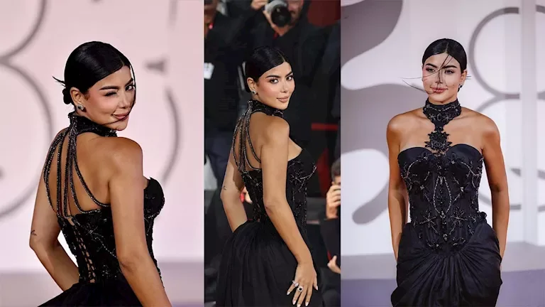 كارولين عزمي تتألق بفستان أسود في مهرجان فينيسيا السينمائي 2023