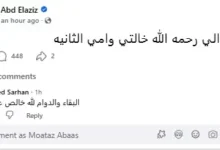 وائل عبد العزيز يعلن وفاة خالته ويعبر عن حزنه عبر فيسبوك