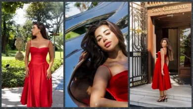 يارا السكري تشارك صورًا من مهرجان فينيسيا بفستان أحمر أنيق