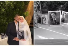 ابنة محمد مرزبان تحمل صورة والدها الراحل في حفل زفافها