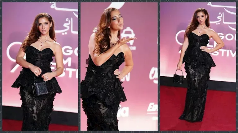 داليا شوقي تتألق بفستان أسود ومجوهرات فوشيا في مهرجان الجونة السينمائي