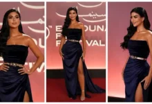 كارولين عزمي تستعرض إطلالتها في حفل افتتاح مهرجان الجونة السينمائي 2026