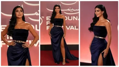 كارولين عزمي تستعرض إطلالتها في حفل افتتاح مهرجان الجونة السينمائي 2026
