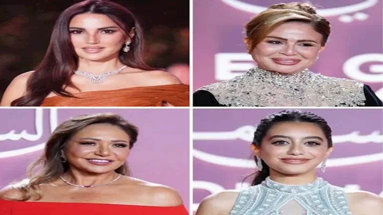 ليلى علوي تتألق بفستان أحمر أنيق في اليوم الثاني من مهرجان الجونة السينمائي