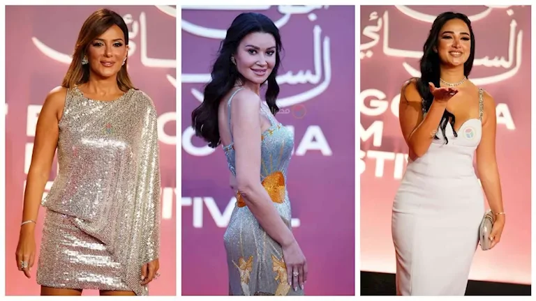 نجوم السينما المصرية يتألقون على السجادة الحمراء في ثالث أيام مهرجان الجونة السينمائي