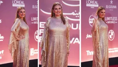 يسرا تتألق بفستان أنيق على الريد كاربت في مهرجان الجونة السينمائي