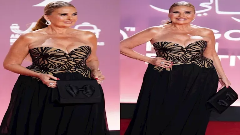 يسرا تتألق بفستان من إيلي صعب بسعر 192 ألف جنيه في مهرجان الجونة السينمائي